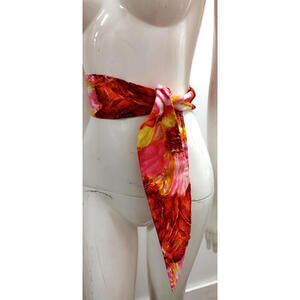 Vintage 60s 70s Sash Belt Pink Psychedelic Mod Headband Mod Metallic Threading